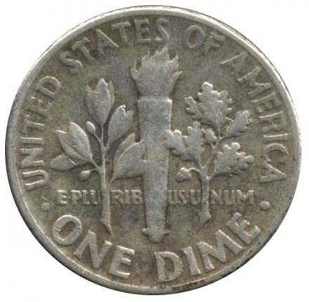 США 1 дайм (10 центов) 1950 год - Рузвельт (без отметки МД)