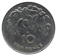Монета Остров Святой Елены и острова Вознесения 10 пенсов 1991 год - Лилия