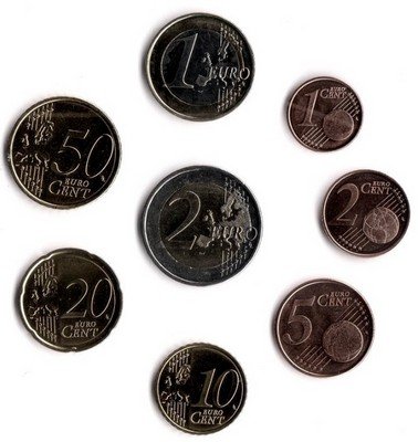 Набор из 8 евромонет Греция 2010 год