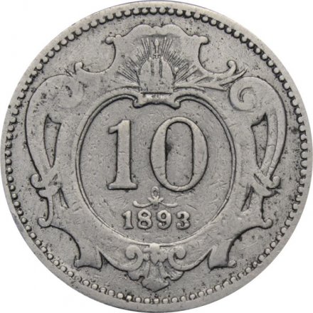 Австрия 10 геллеров 1893 год 