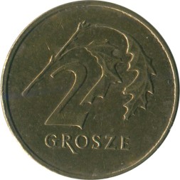 Польша 2 гроша 2007 год 