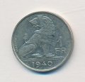 Бельгия 1 франк 1940 год BELGIE - BELGIQUE