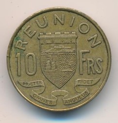 Реюньон 10 франков 1955 год
