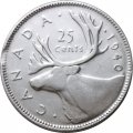 Канада 25 центов 1940 год