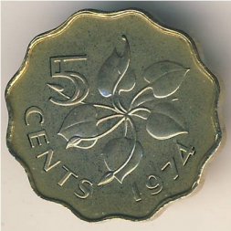 Свазиленд 5 центов 1974 год