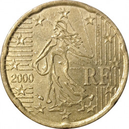 Франция 20 евроцентов 2000 год - Девушка-сеятель
