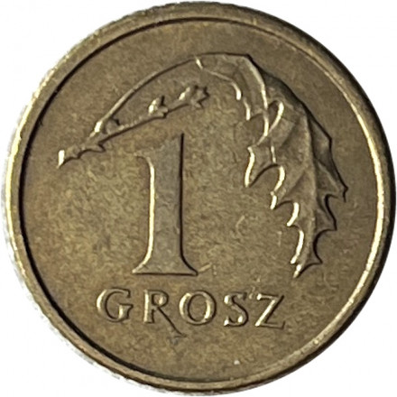 Польша 1 грош 2013 год (надпись вокруг орла)