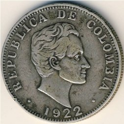 Колумбия 50 сентаво 1922 год