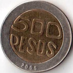 Колумбия 500 песо 2005 год