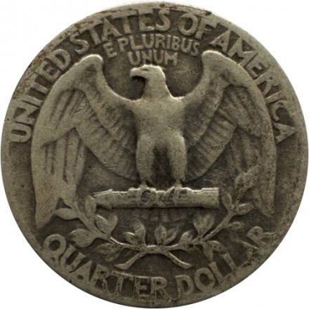 США 25 центов (1/4 доллара) 1943 год - Джордж Вашингтон (без отметки МД)