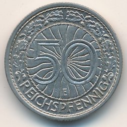 Веймарская республика 50 рейхспфеннигов 1928 год (E)