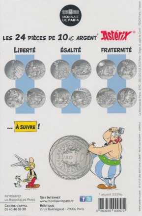 Франция 10 евро 2015 год - Астерикс и Обеликс - FRATERNITE, бельгийцы