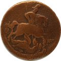 2 копейки 1760 год (номинал под Св. Георгием) Елизавета Петровна (1741 - 1762) - F