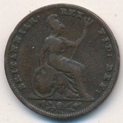 Великобритания 1 фартинг 1837 год