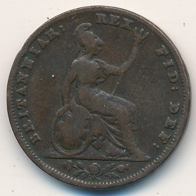 Великобритания 1 фартинг 1837 год