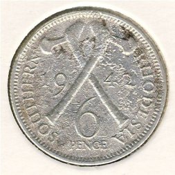 Южная Родезия 6 пенсов 1942 год