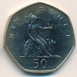 Великобритания 50 новых пенсов 1975 год