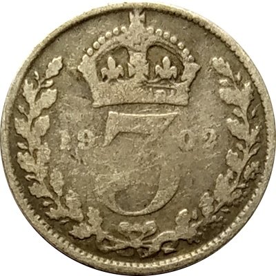 Великобритания 3 пенса 1902 год