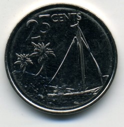 Монета Багамские острова 25 центов 2015 год - Парусник