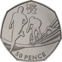 Великобритания 50 пенсов 2011 год - Триатлон