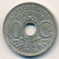 Франция 10 сантимов  1938 год (точки вокруг даты)