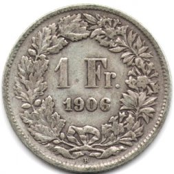Швейцария 1 франк 1906 год
