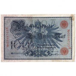 Германия 100 марок 1908 год (красная печать) - Две женщины и женский портрет VF