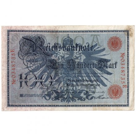 Германия 100 марок 1908 год (красная печать) - Две женщины и женский портрет VF
