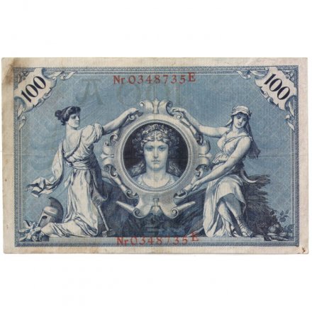Германия 100 марок 1908 год (красная печать) - Две женщины и женский портрет VF