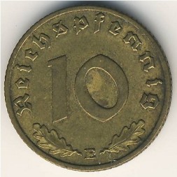 Монета Третий Рейх 10 рейхспфеннигов 1939 год (E)