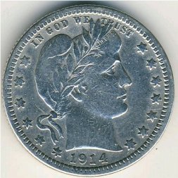 США 25 центов (1/4 доллара) 1914 год