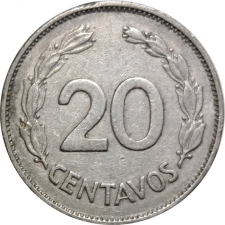 Эквадор 20 сентаво 1966 год