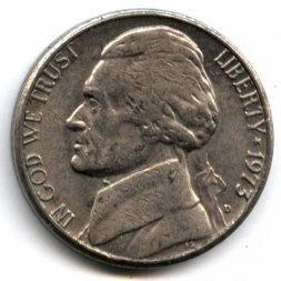 США 5 центов 1973 год - Томас Джефферсон (D)
