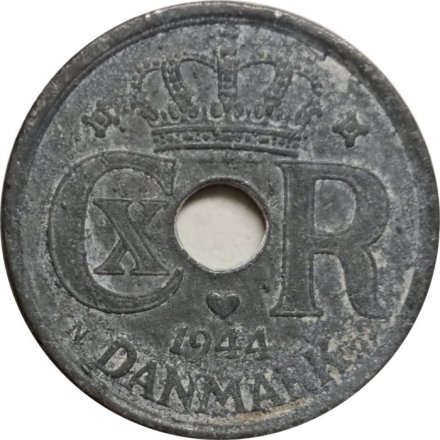 Дания 25 эре 1944 год - Король Кристиан X