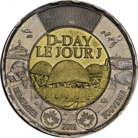 Канада 2 доллара 2019 год - 75 лет высадке союзников в Нормандии