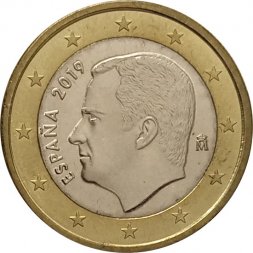 Испания 1 евро 2019 год - Филипп VI
