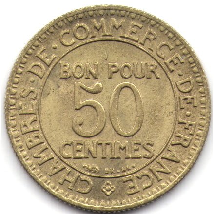 Франция 50 сантимов 1922 год