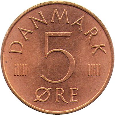 Дания 5 эре 1973 год