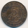 Дания 5 эре 1907 год