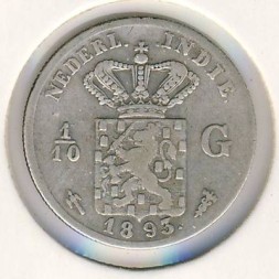 Монета Нидерландская Индия 1/10 гульдена 1893 год