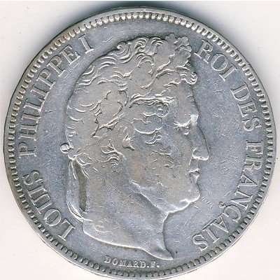 Франция 5 франков 1834 год