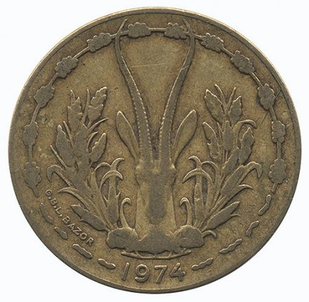 Западная Африка 10 франков 1974 год
