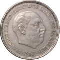 Испания 25 песет 1957 год - Франсиско Франко (72 внутри звезды)
