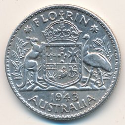 Австралия 1 флорин (2 шиллинга) 1943 год