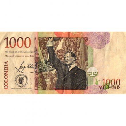 Колумбия 1000 песо 2007 год - Хорхе Эльесер Гайтан - VF+