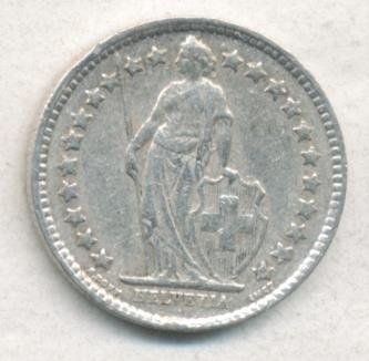Швейцария 1/2 франка 1943 год