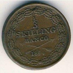 Швеция 1/3 скиллинга 1854 год