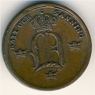 Швеция 1/3 скиллинга 1854 год