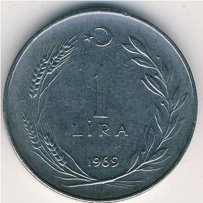 Турция 1 лира 1969 год