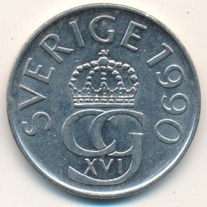 Швеция 5 крон 1990 год